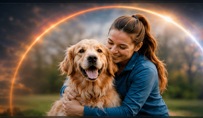 Dog owner training with her dog